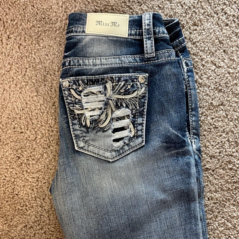 Miss Me Blue Jeans with Embroidered Pocket